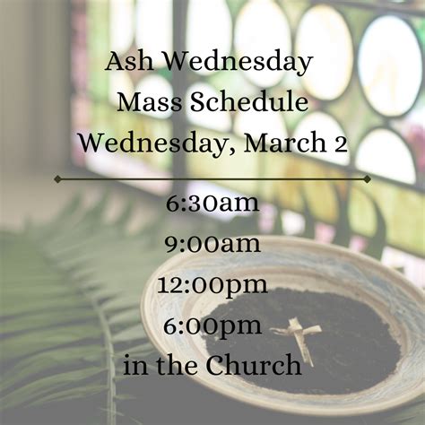 ash wednesday mass schedule near me